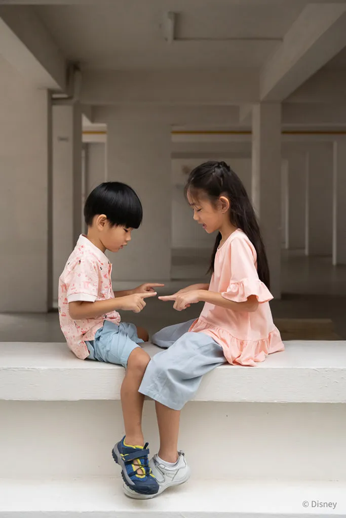 Mandarin-collared Polo Tee - Pink Road Trip Mickey