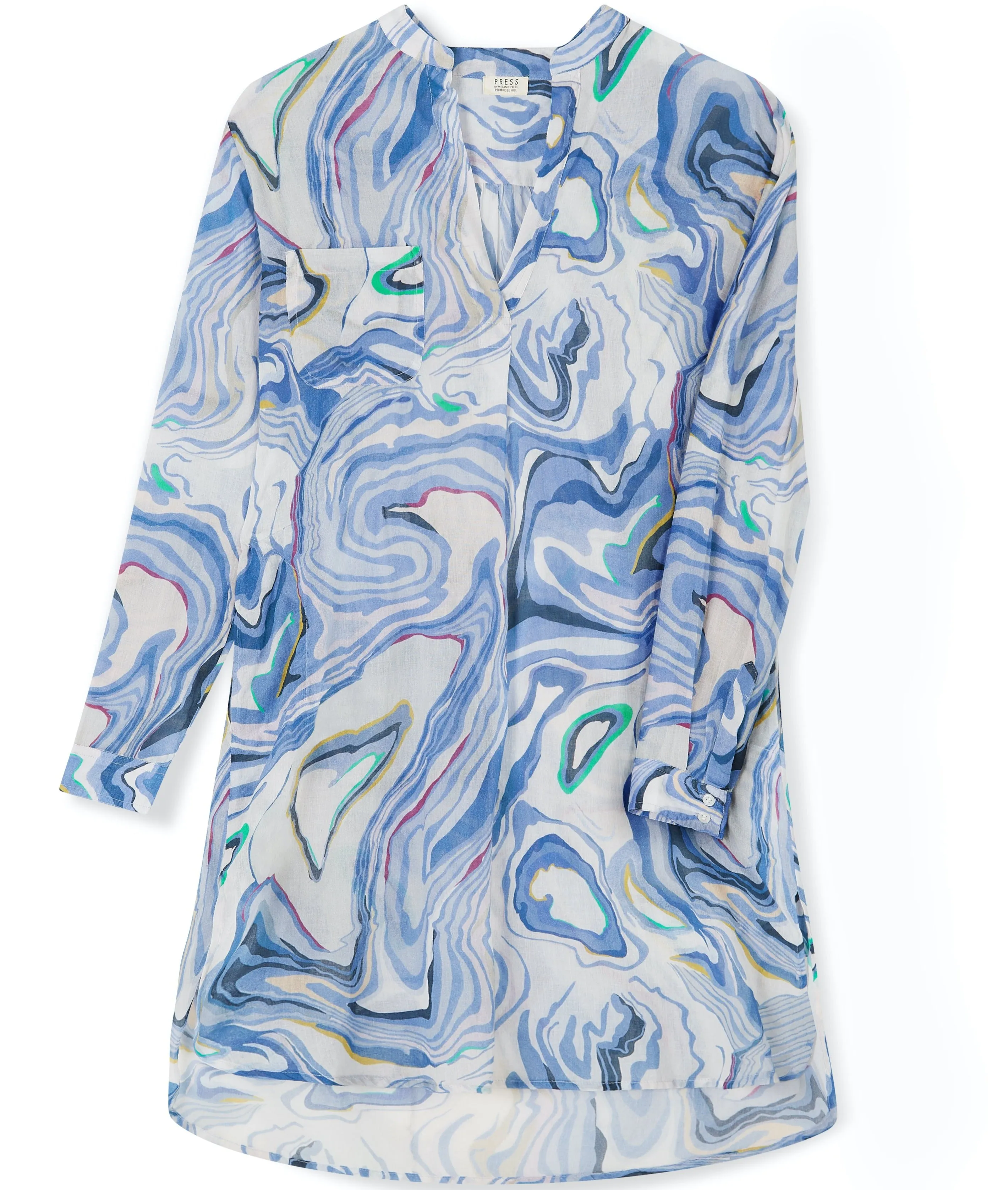 Marble-Lite Print Cotton Kaftan