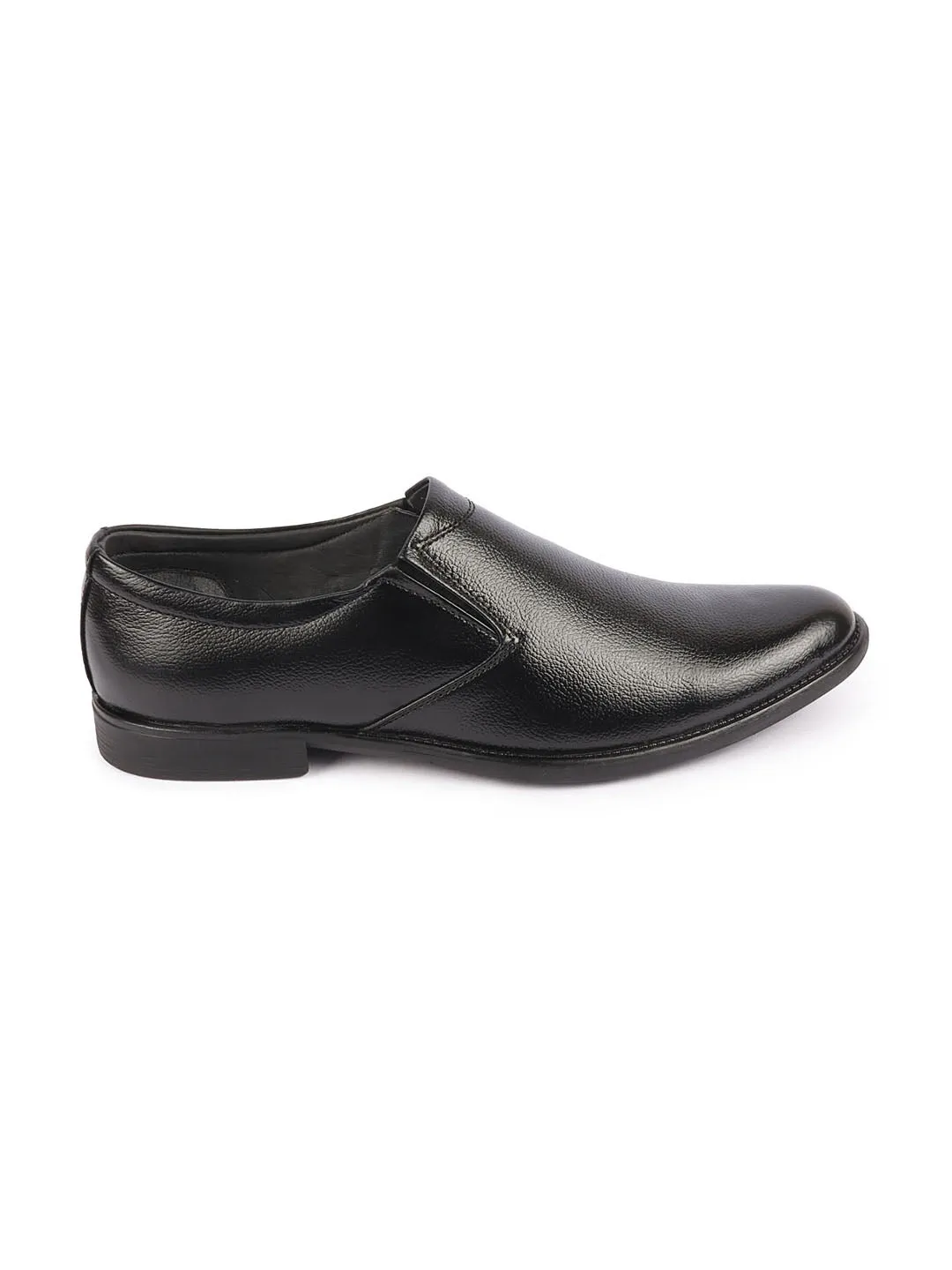 Men Black Genuine Leather Classic Formal Office Slip On Shoes