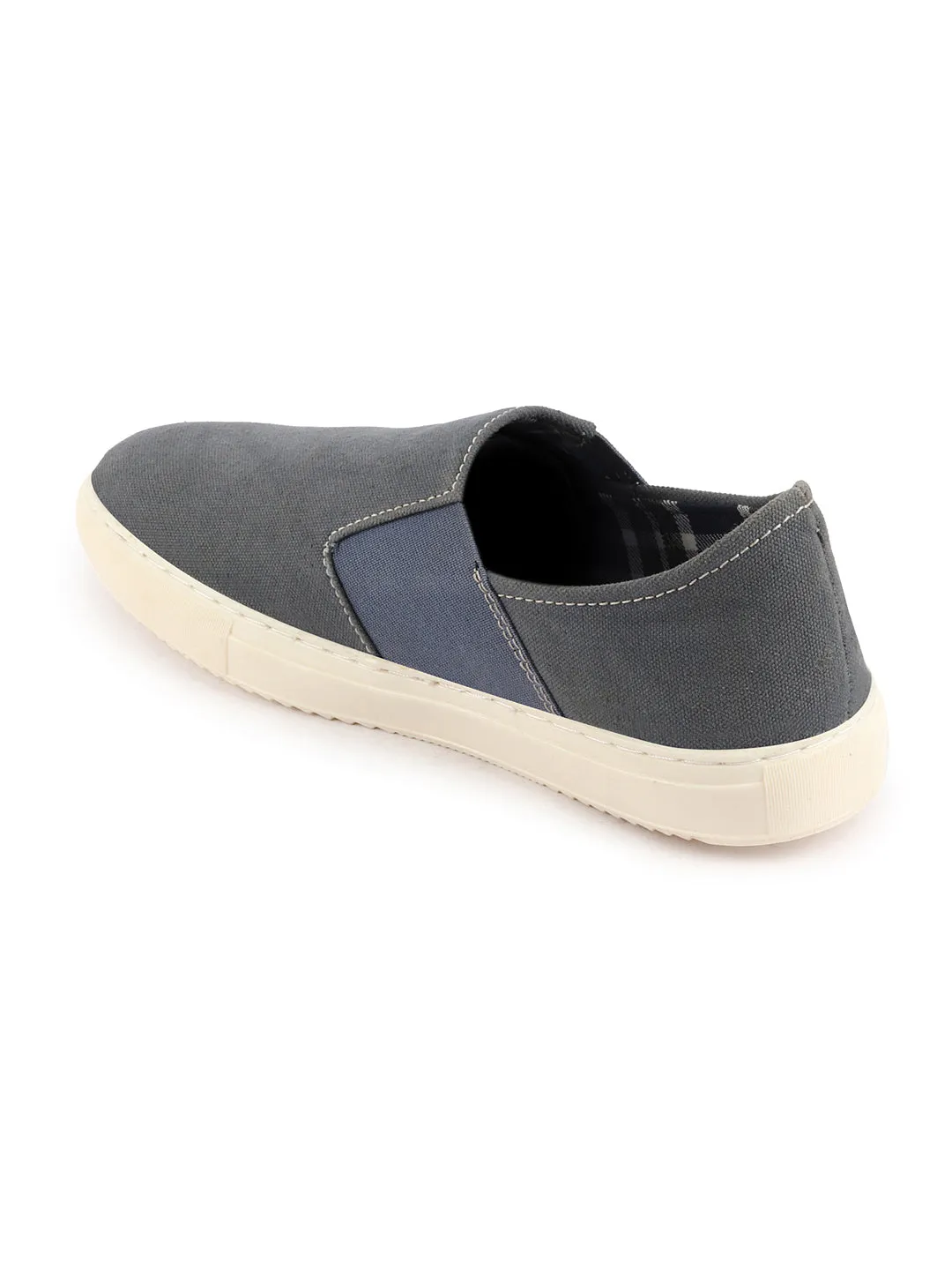 Men Grey Colorblocked Denim/Canvas Slip On Casual Loafer Shoes