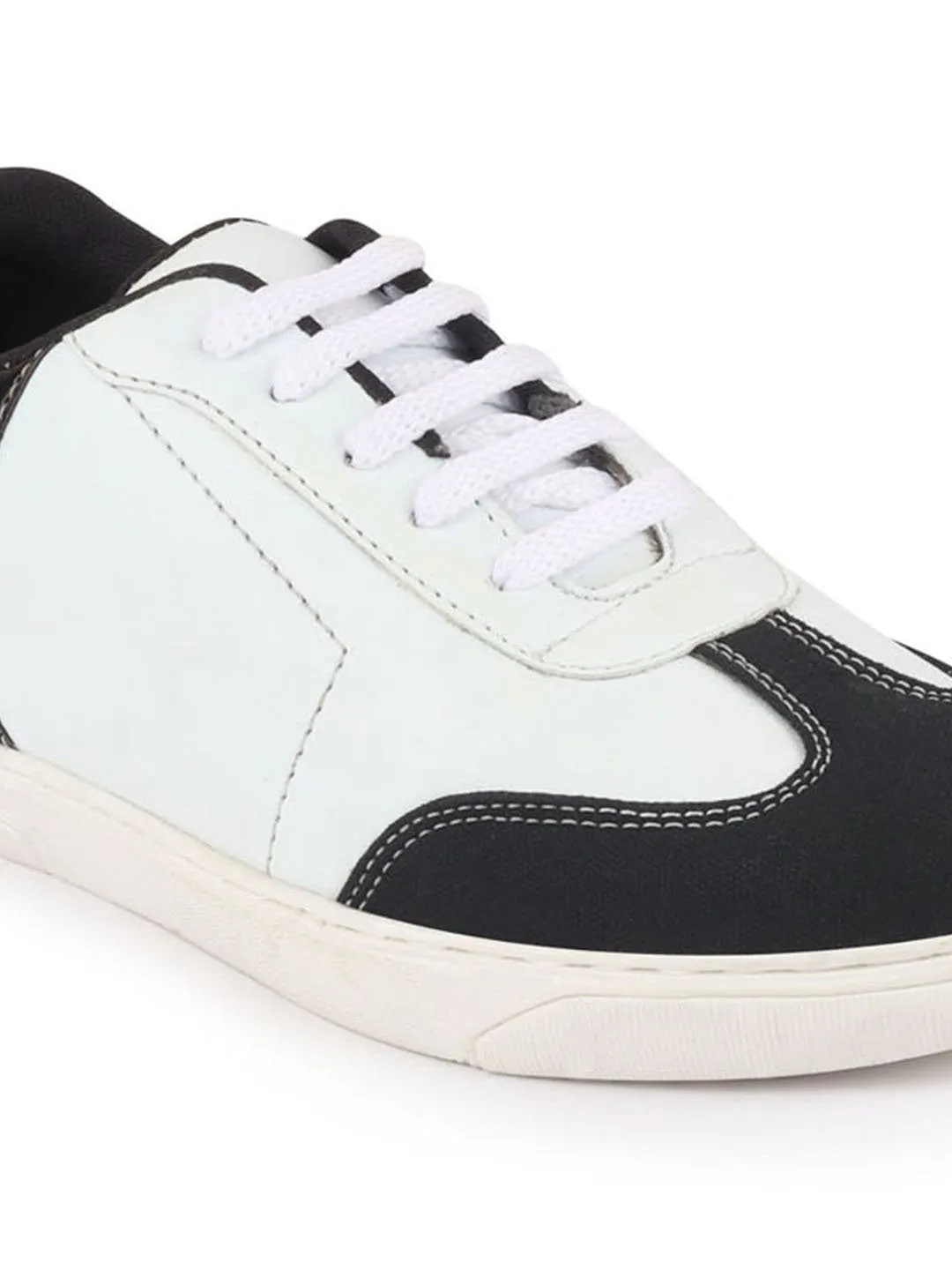 Men White/Black Lace Up Classic Sneakers