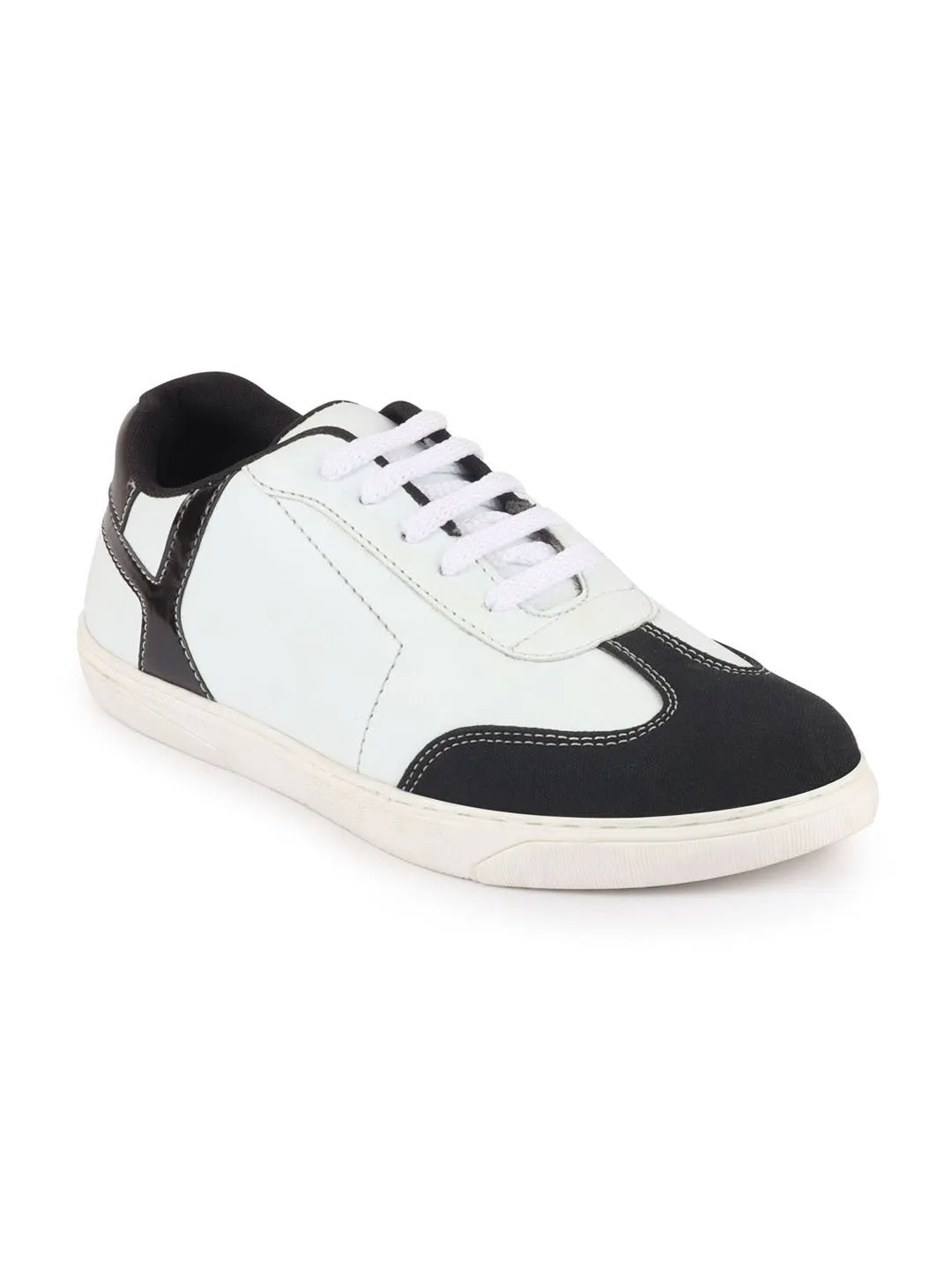 Men White/Black Lace Up Classic Sneakers