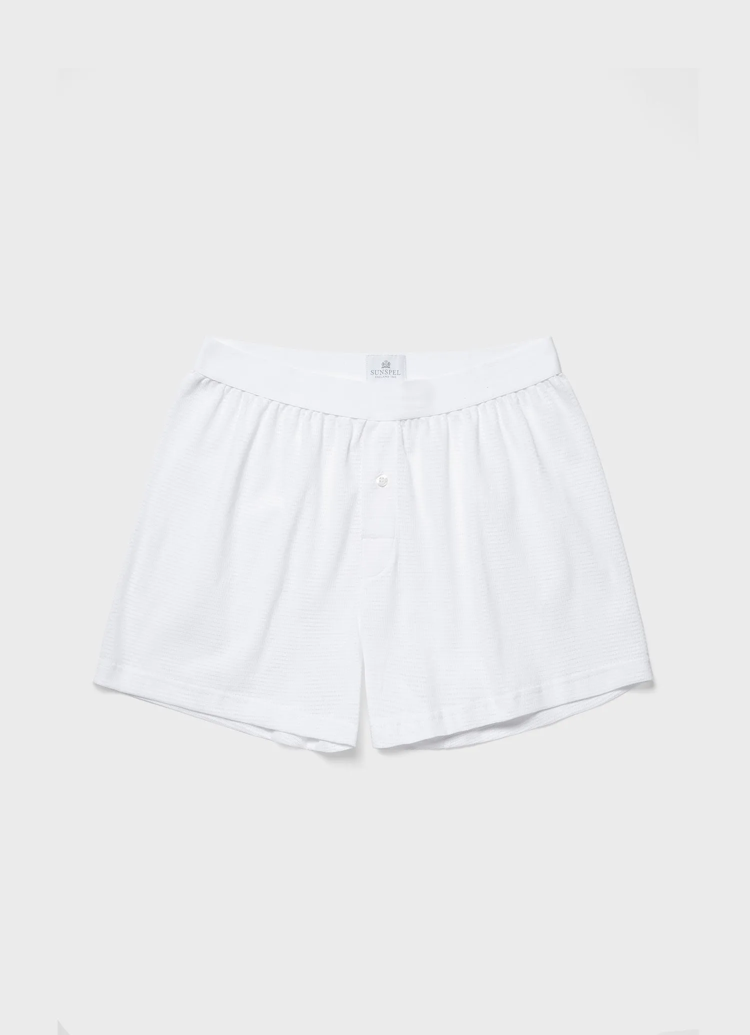 Men's Cellular Cotton One-Button Shorts in White