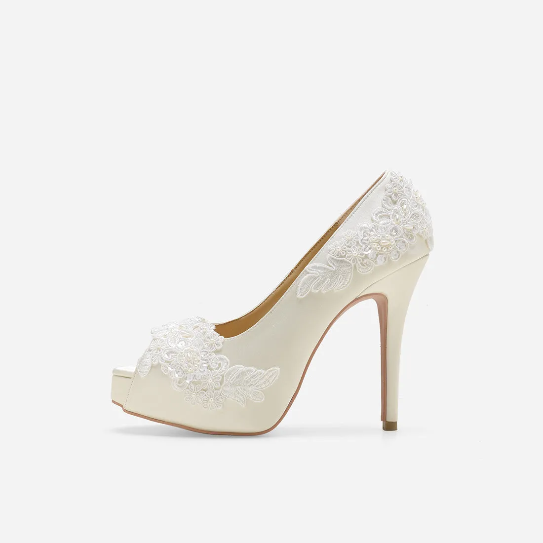 Miss Ace V2.1 White Lace Love Wedding Pumps