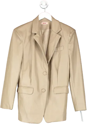 Misspap Beige Oversized Faux Leather Blazer UK 8