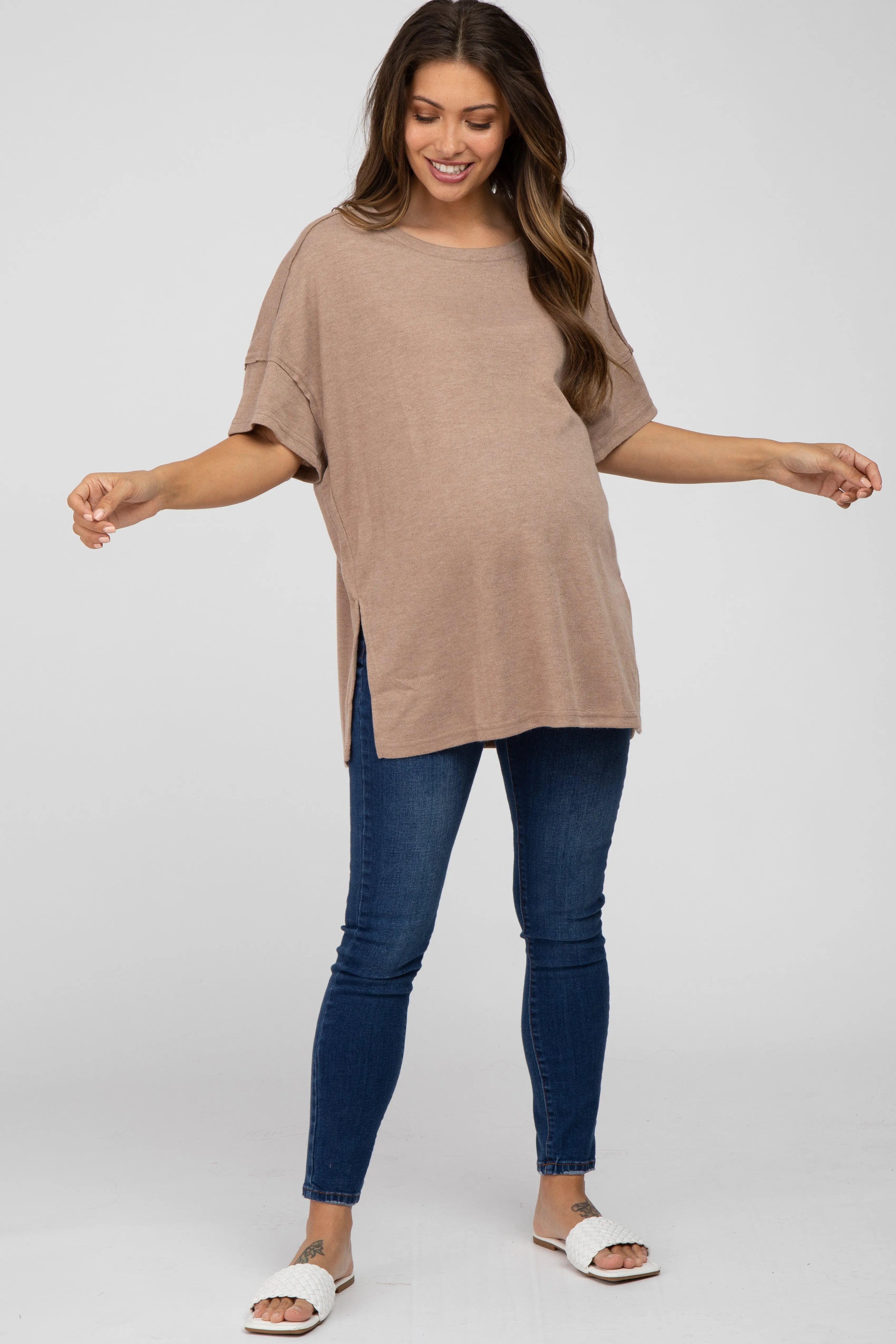 Mocha Knit Oversized Maternity Top