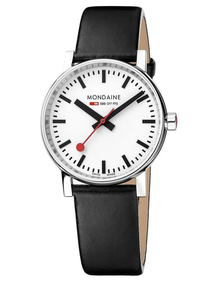 Mondaine Womens Evo2 Big Watch - Stainless Steel - Leather Strap - 35mm Case