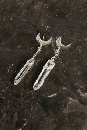 Moon Shield Quartz Crystal Earrings