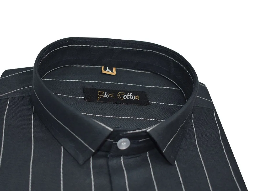 Navy Blue Color Lining Cotton Shirts For Men