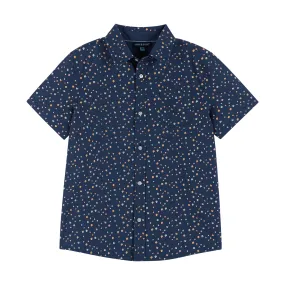 Navy Floral Print Buttondown Shirt (Size 8-16 years)