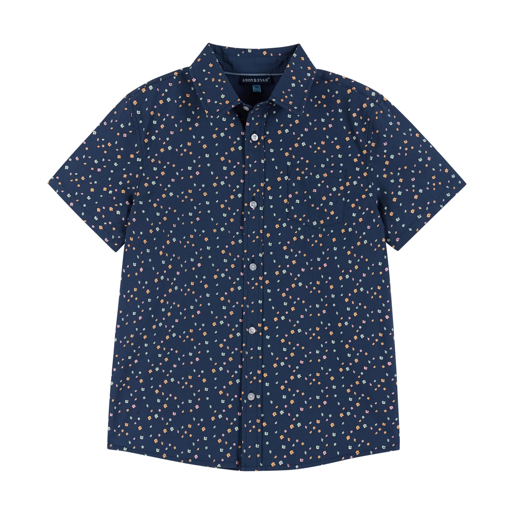 Navy Floral Print Buttondown Shirt (Size 8-16 years)