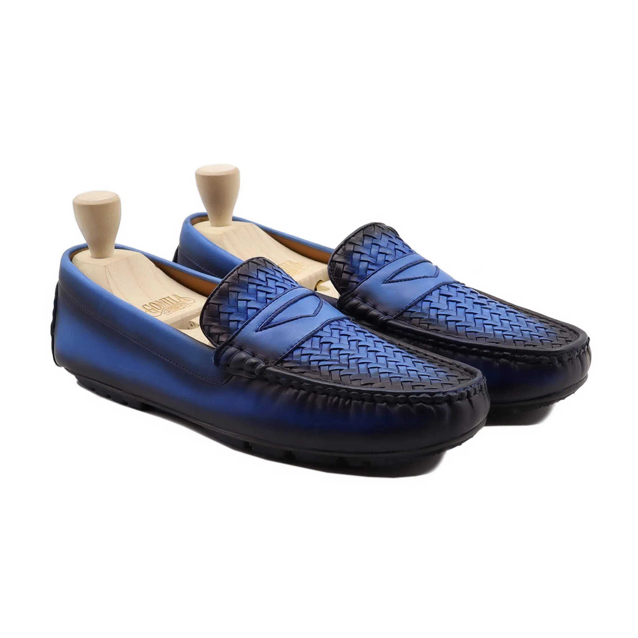 Nuku - Men's Burnish Blue Calf And Hand Woven Driver Shoe