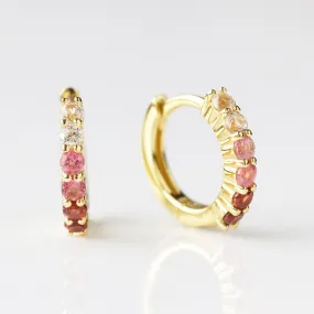 Ombre Tourmaline Huggie Hoop Earrings