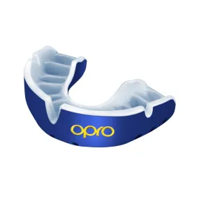 OPRO Self - Fit Adult Gold Mouthguard - Blue/Pearl