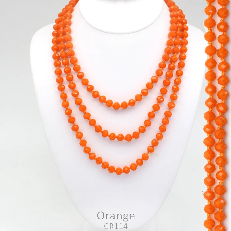 Orange Crystal 60" Layering Necklace