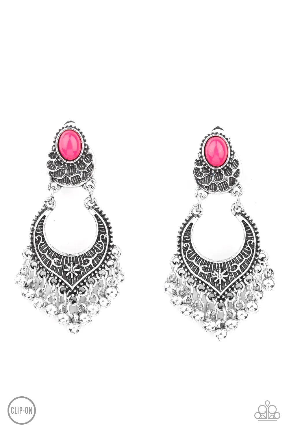 Paparazzi Earring ~ Summery Gardens - Pink Clip-On Earring