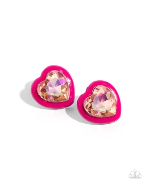 Paparazzi Heartfelt Haute Pink Post Earrings