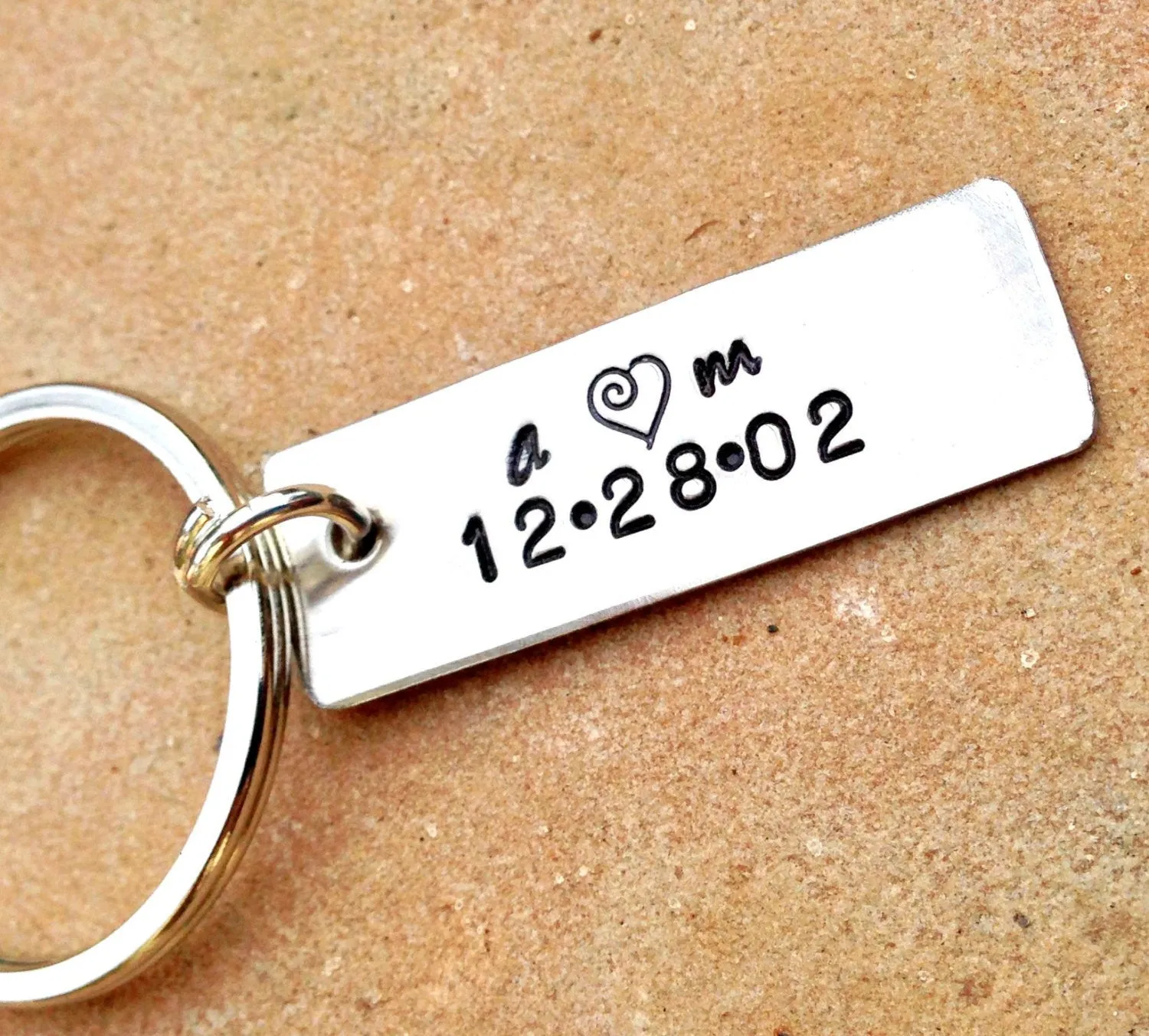 Personalized Boyfriend Keychain, Initial and date Keychain