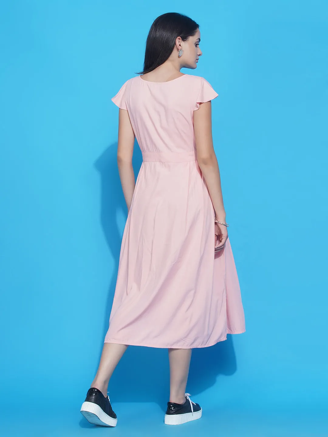 Pink A-Line Maternity and Nursing Dress