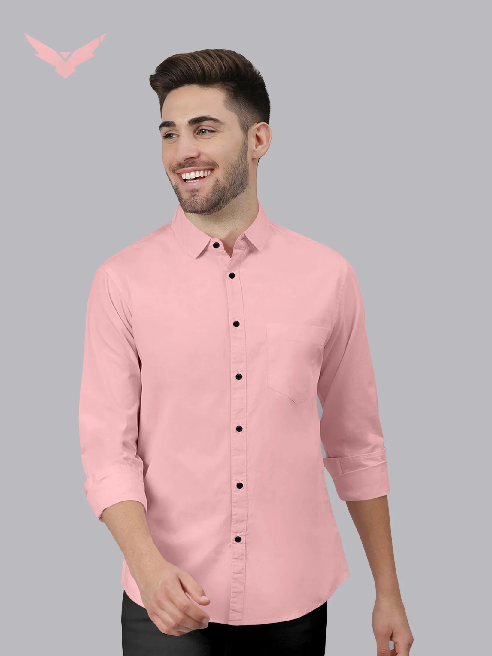 Pink Color Satin Soft Cotton Solid Shirt