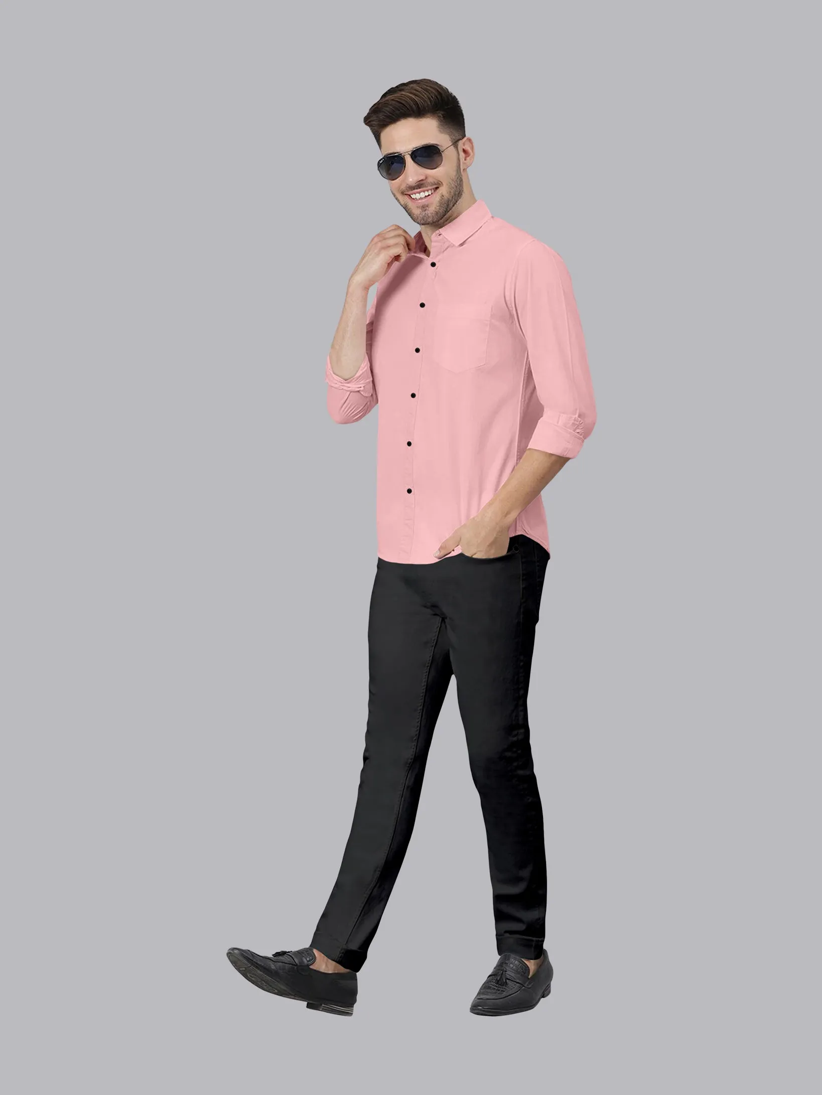 Pink Color Satin Soft Cotton Solid Shirt