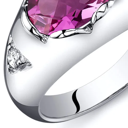 Pink Sapphire Oval Cut Sterling Silver Ring Size 9