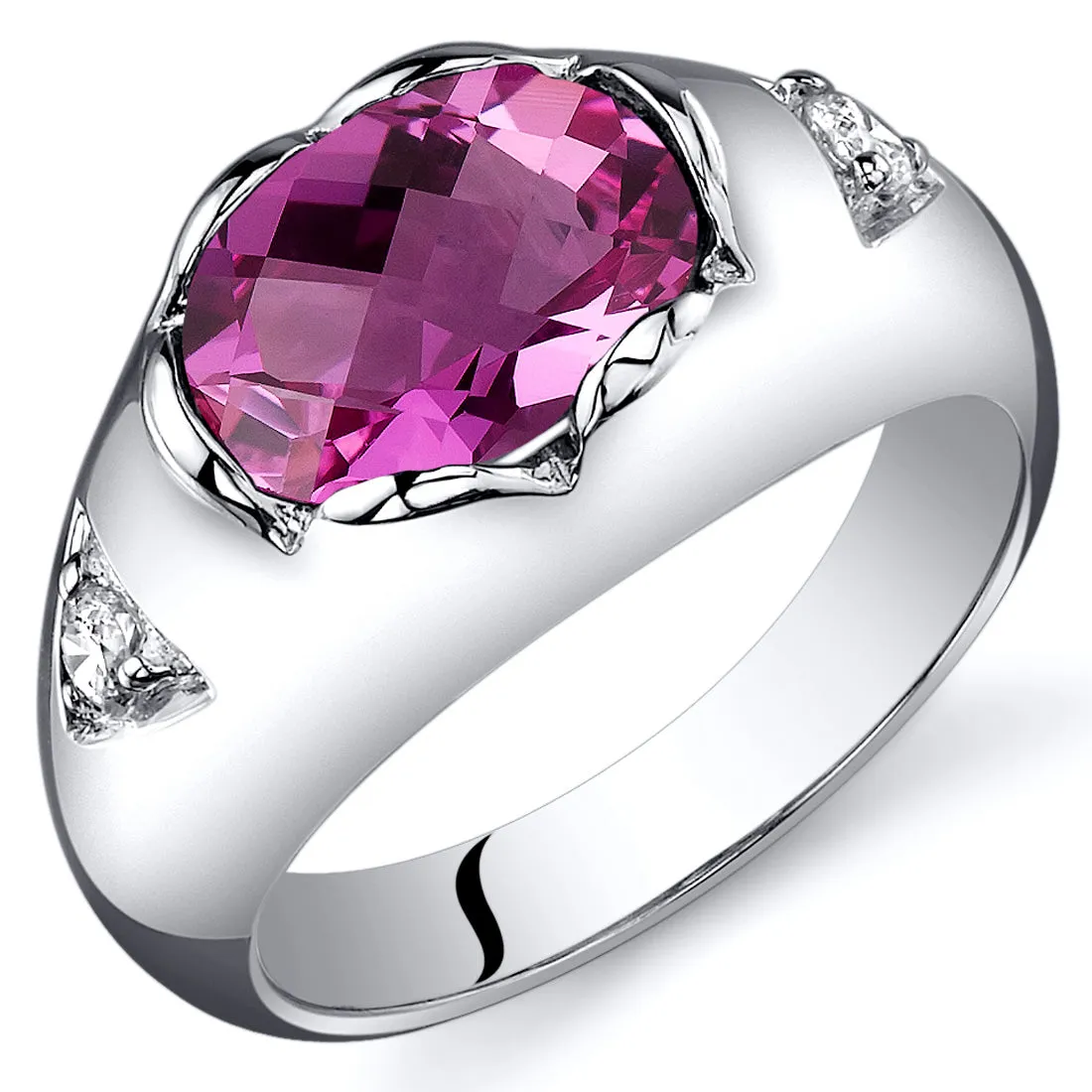 Pink Sapphire Oval Cut Sterling Silver Ring Size 9