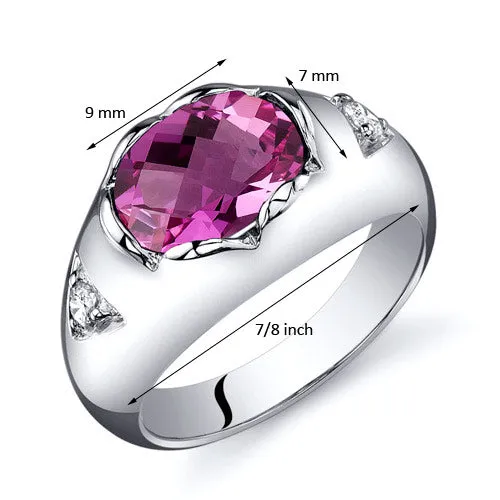 Pink Sapphire Oval Cut Sterling Silver Ring Size 9