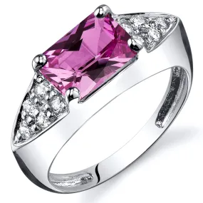 Pink Sapphire Radiant Cut Sterling Silver Ring Size 7