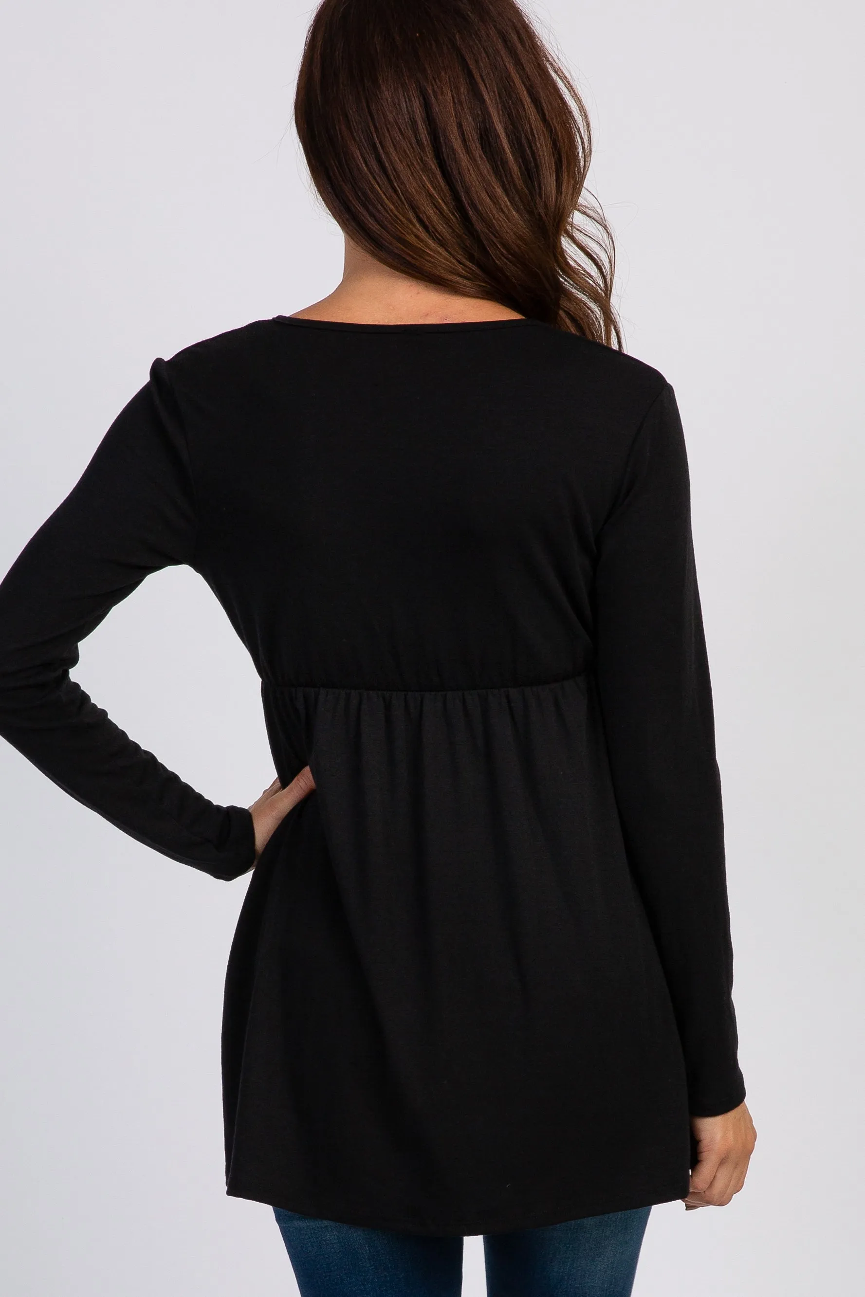 PinkBlush Black Long Sleeve Wrap Front Nursing Top