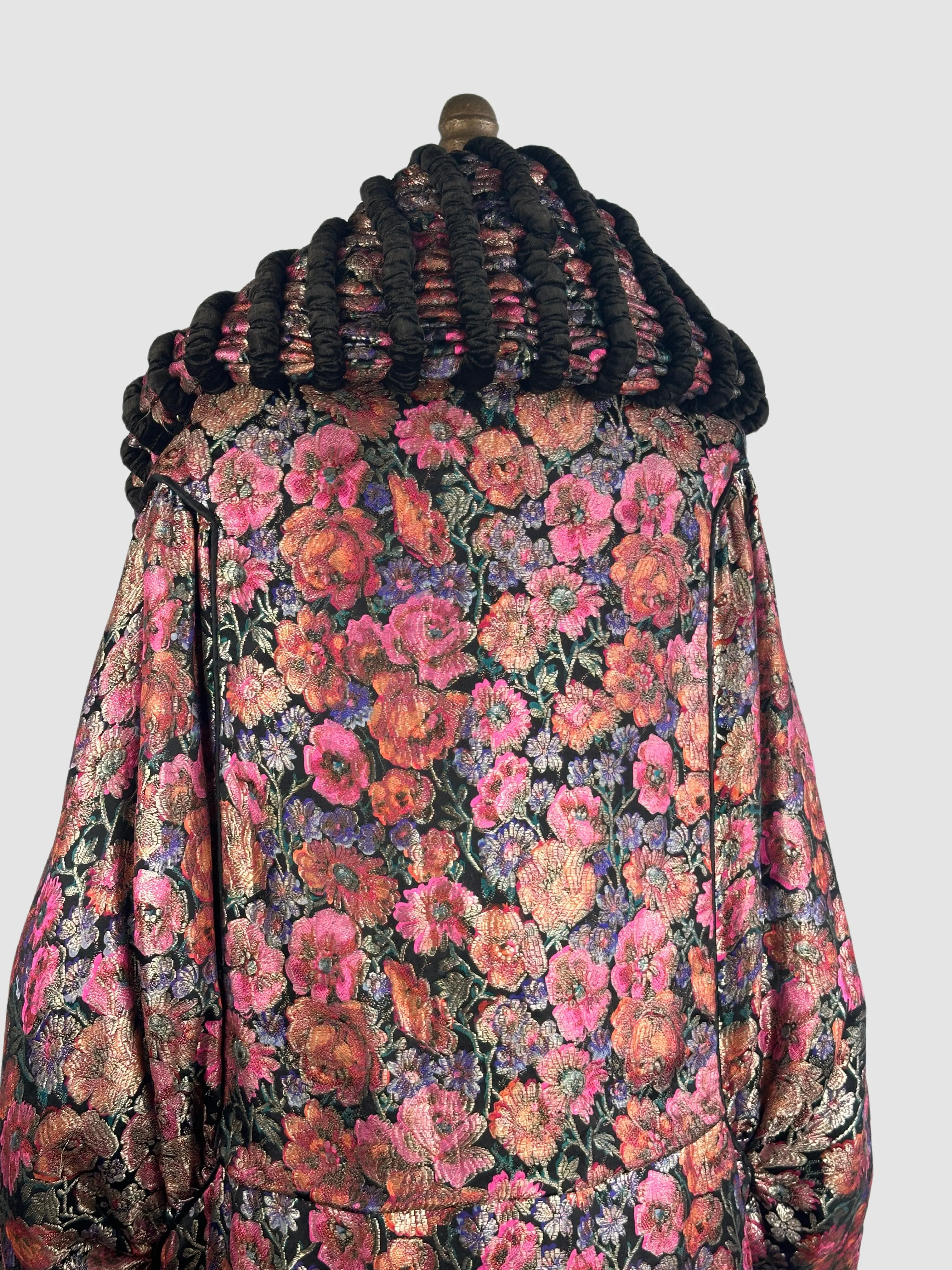 POPPY LOVE 1920s Cocoon Opera Coat With Brocade Poppy Weave  Medium