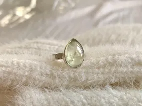 Prehnite with Epidote Akoni Ring - Small Teardrop