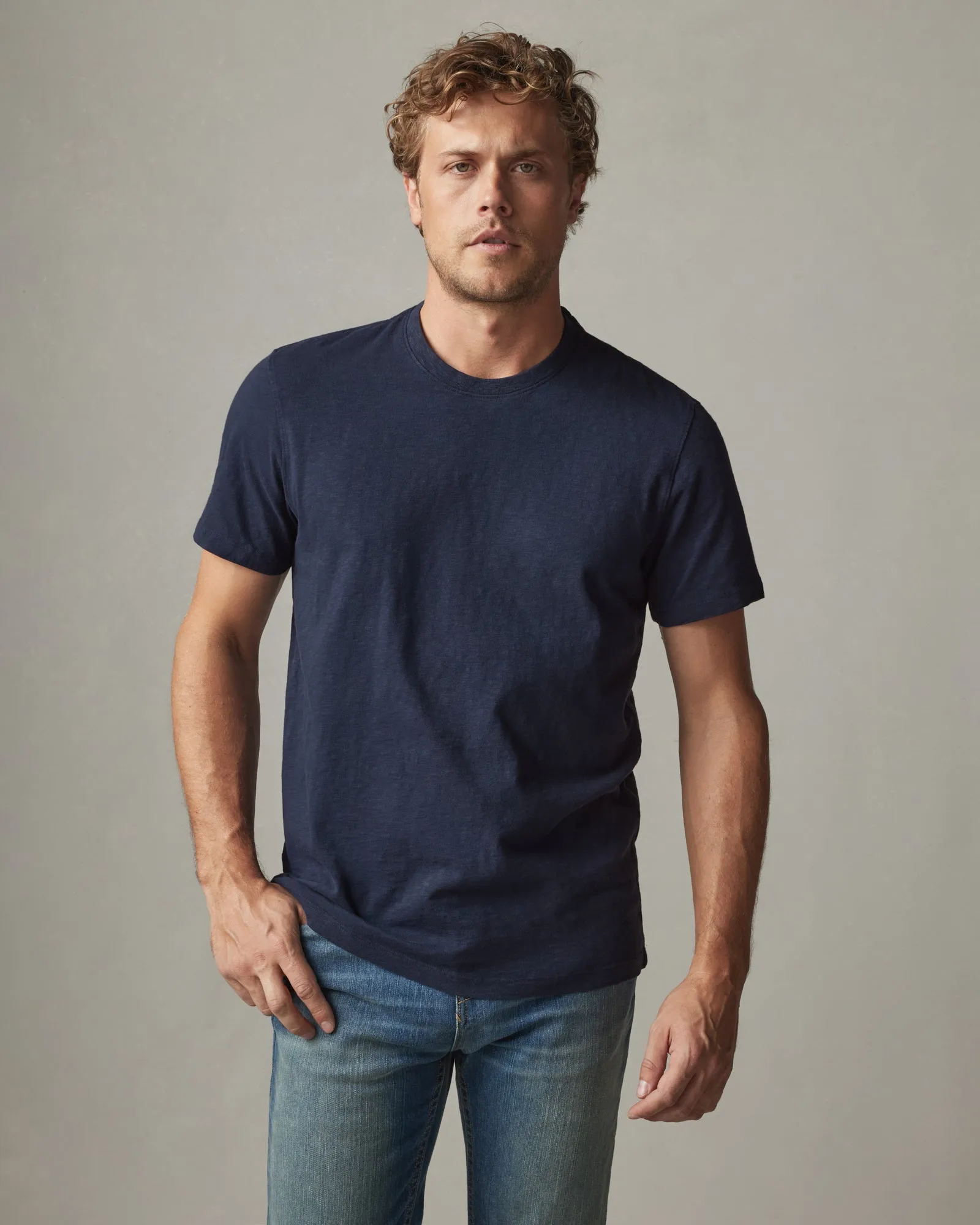 Premium Slub Crew Tee - Navy