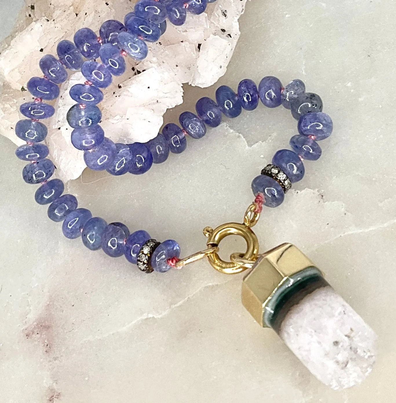 Rainbow Fluorite Crystal Pendant with Hexagon