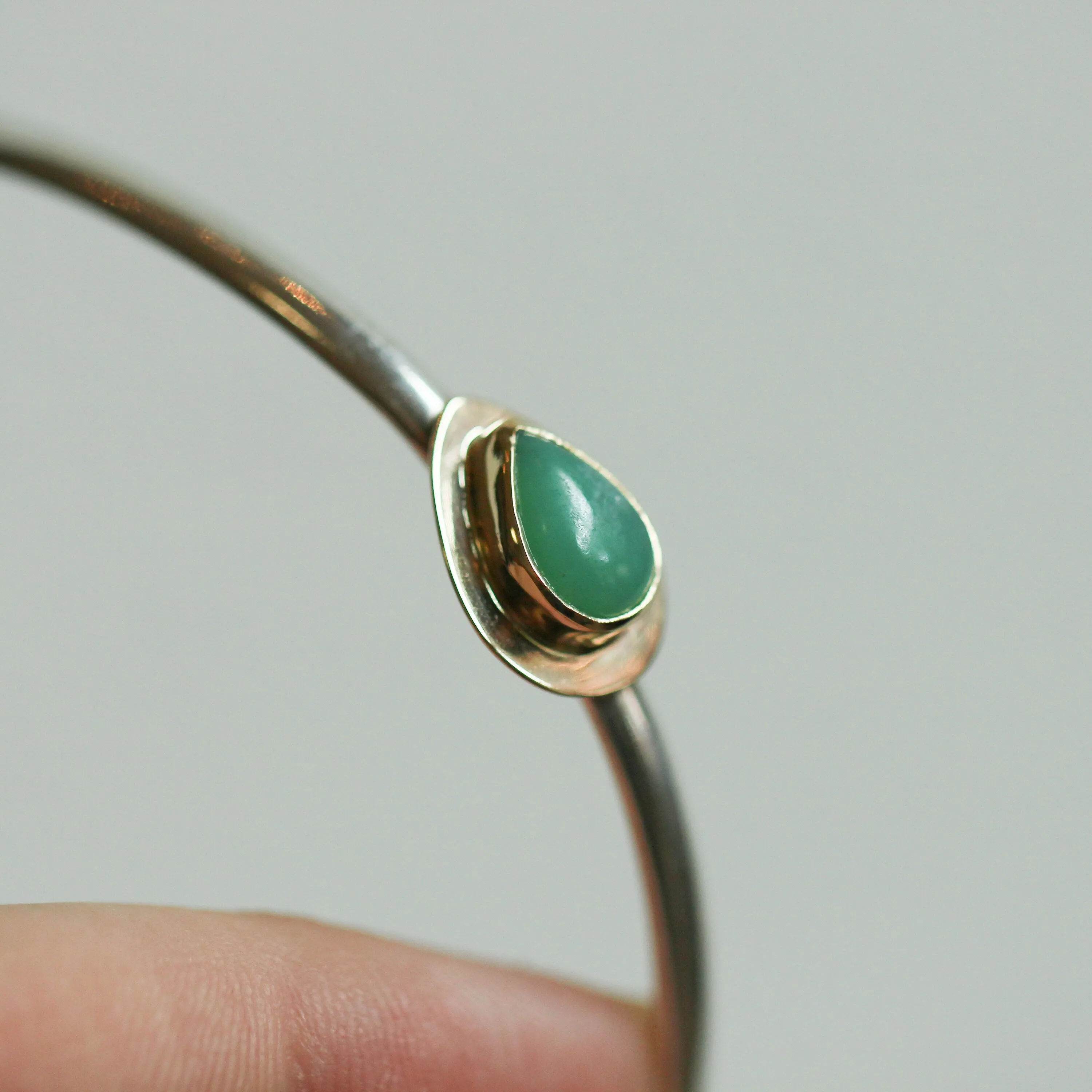 Ready to Ship 14K Burma Jade Bracelet - Jade Cuff Bracelet - Silver and Gold Bangle - 14K Cuff - Goldsmith