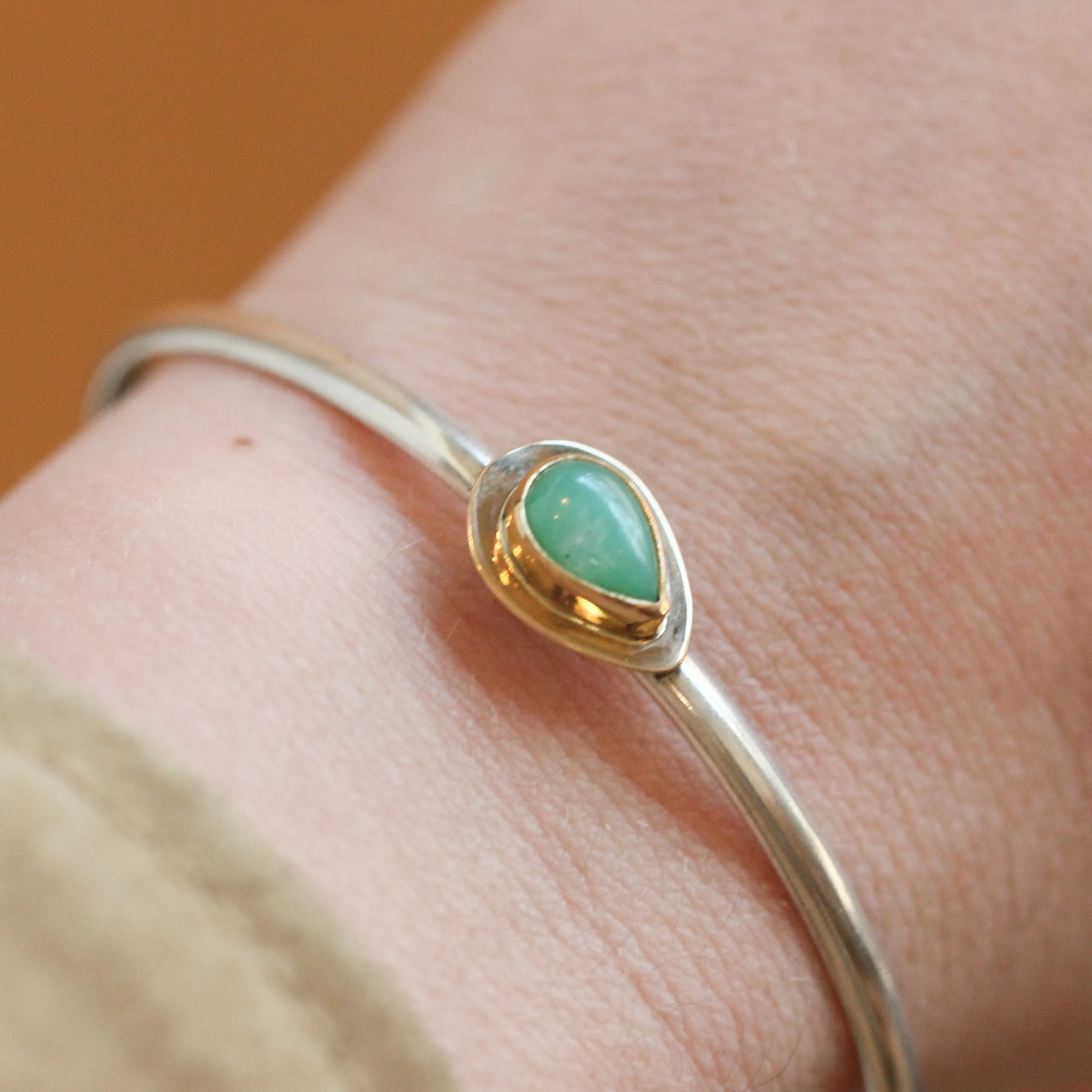 Ready to Ship 14K Burma Jade Bracelet - Jade Cuff Bracelet - Silver and Gold Bangle - 14K Cuff - Goldsmith