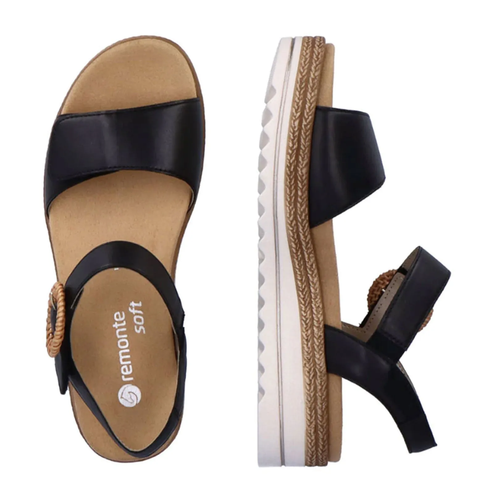 Remonte Jocelyn D0Q52 Flatform Backstrap Sandal (Women) - Black