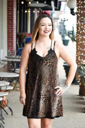 Revolution Dress - Brown Animal Print Velvet