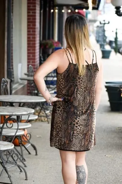 Revolution Dress - Brown Animal Print Velvet