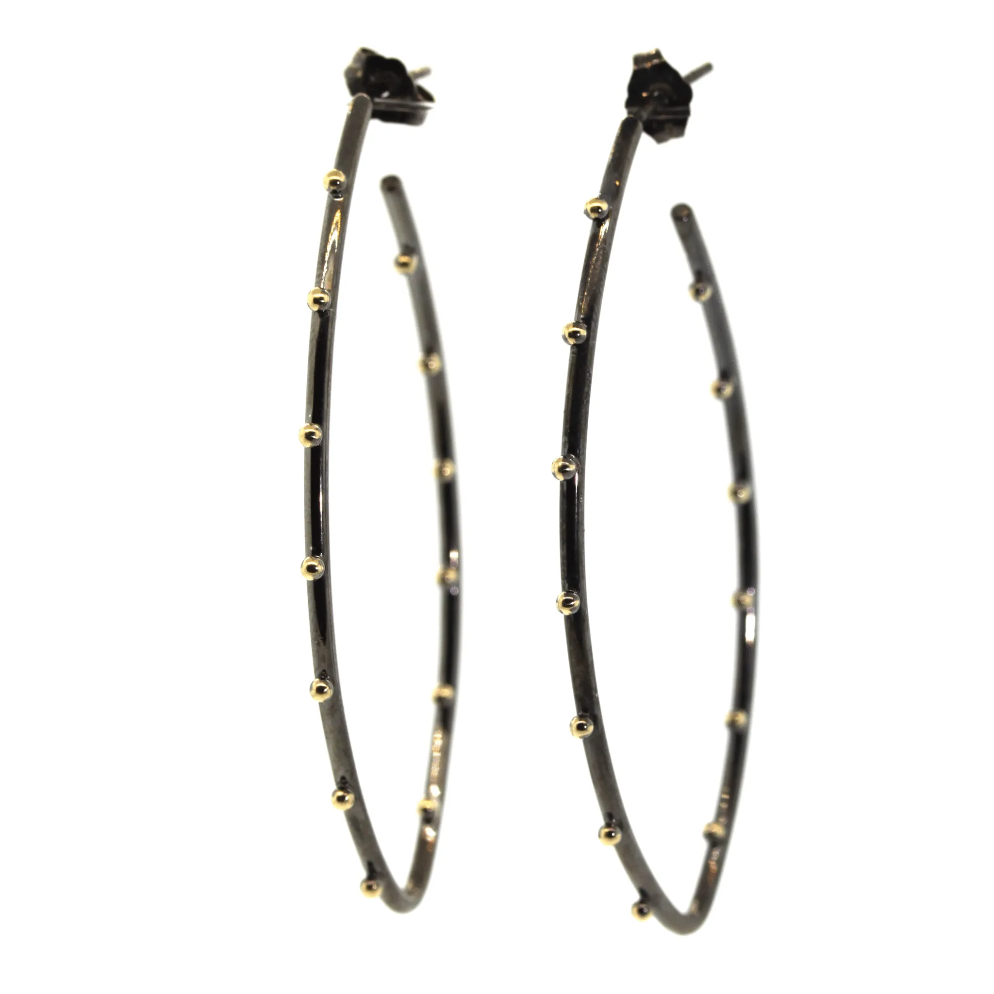 Rhodium Gold Stud Hoop Earrings