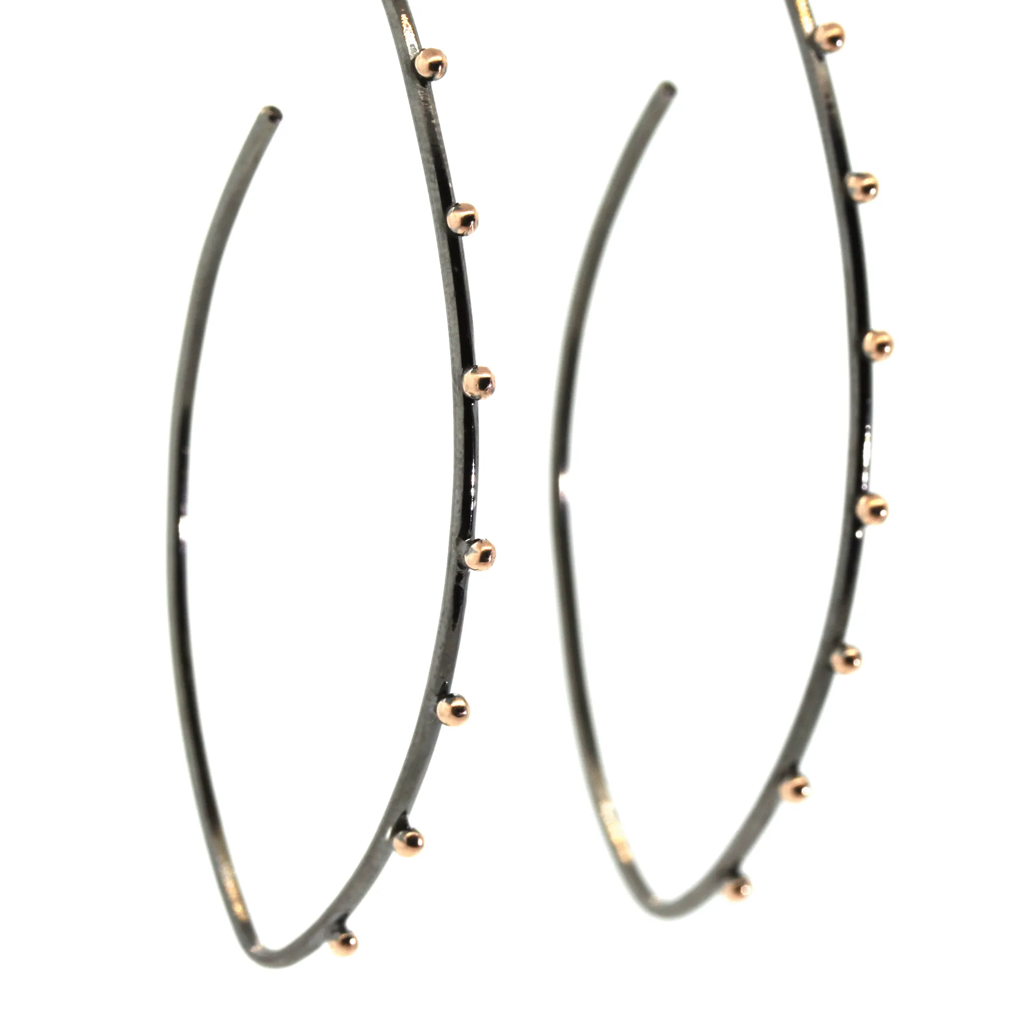 Rhodium Gold Stud Hoop Earrings