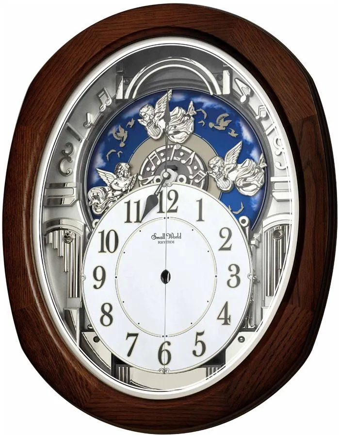 Rhythm Espresso Blessing Musical Motion Wall Clock- Swarovski - 30 Melodies