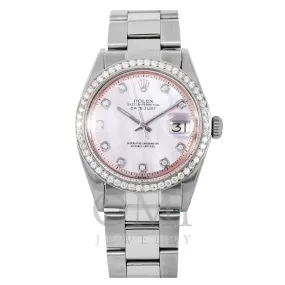 ROLEX DATEJUST 1601 36MM, PINK DIAMOND DIAL WITH STAINLESS STEEL OYSTER BRACELET