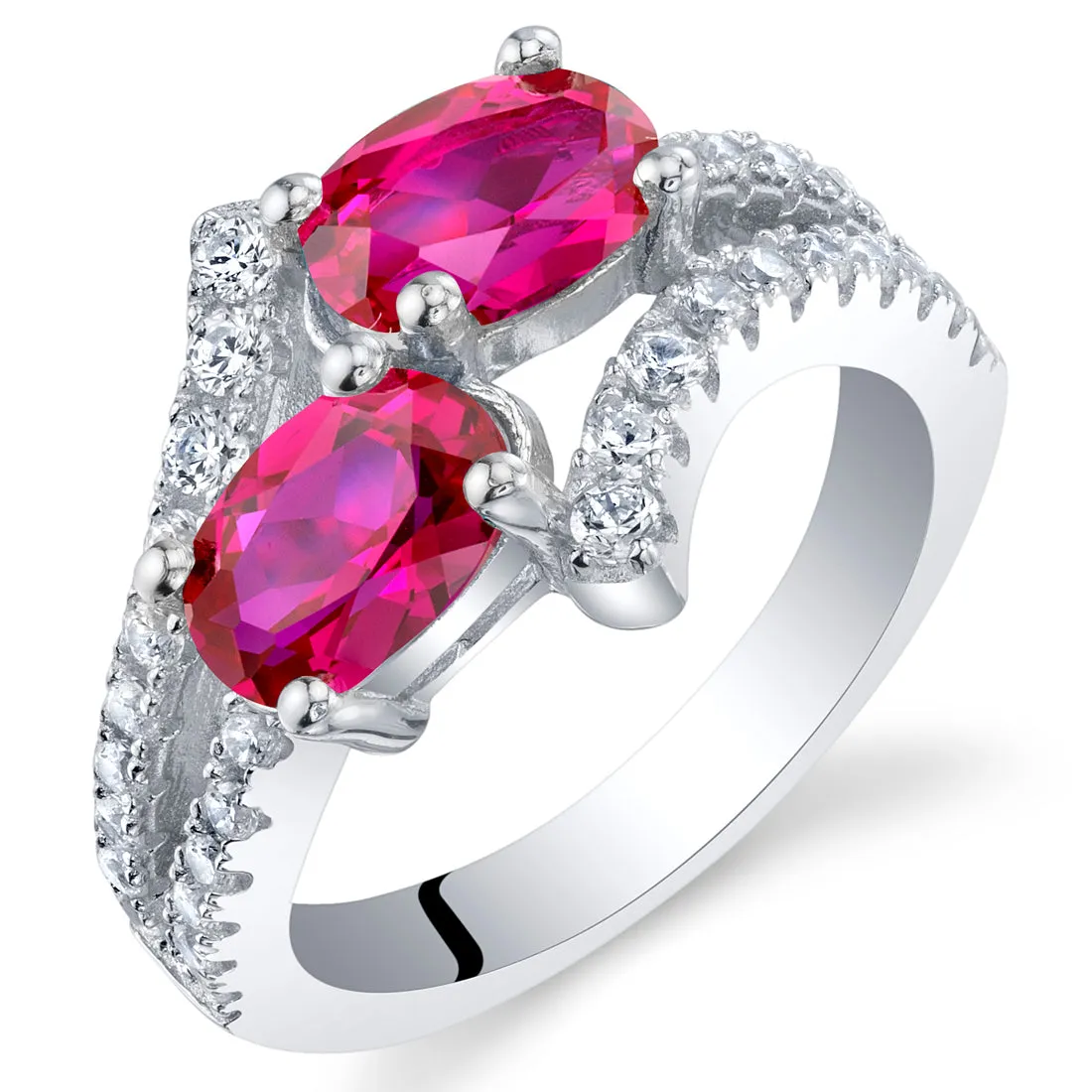 Ruby Oval Cut Sterling Silver Ring Size 5