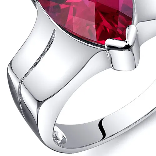 Ruby Pear Shape Sterling Silver Ring Size 9