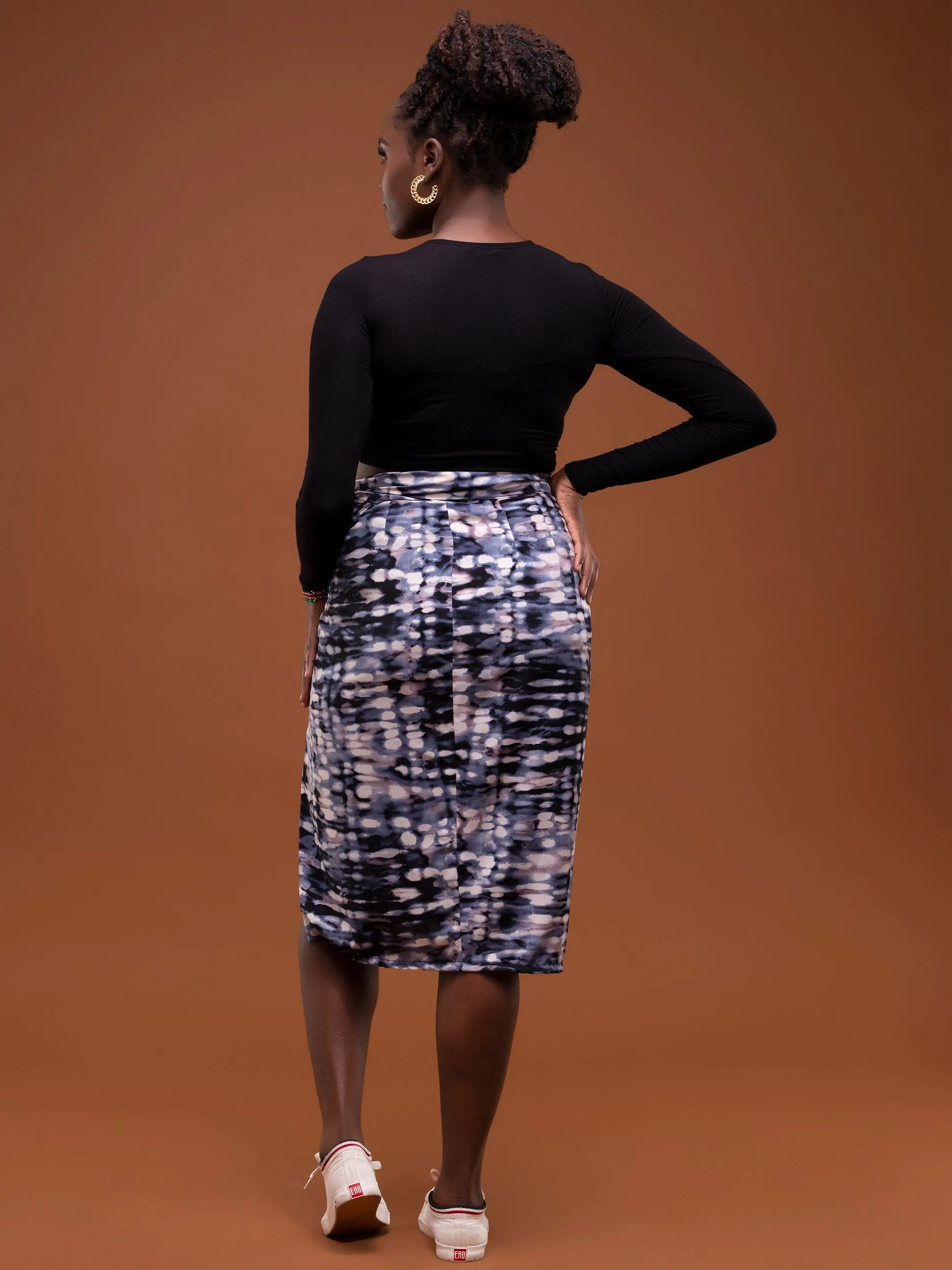 Safari Ayana Wrap Skirt - Blue / Black Print