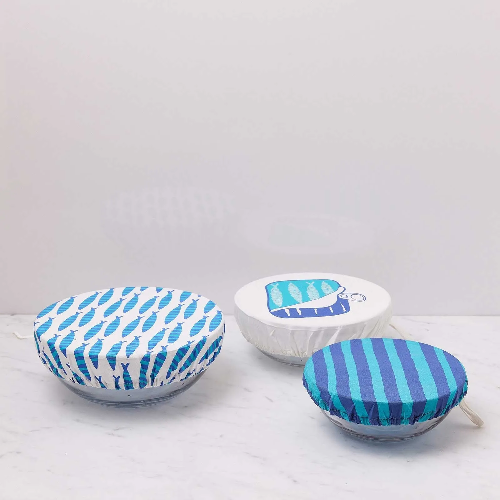 Sardines blu Kitchen Food Storage Covers (Set of 3 )