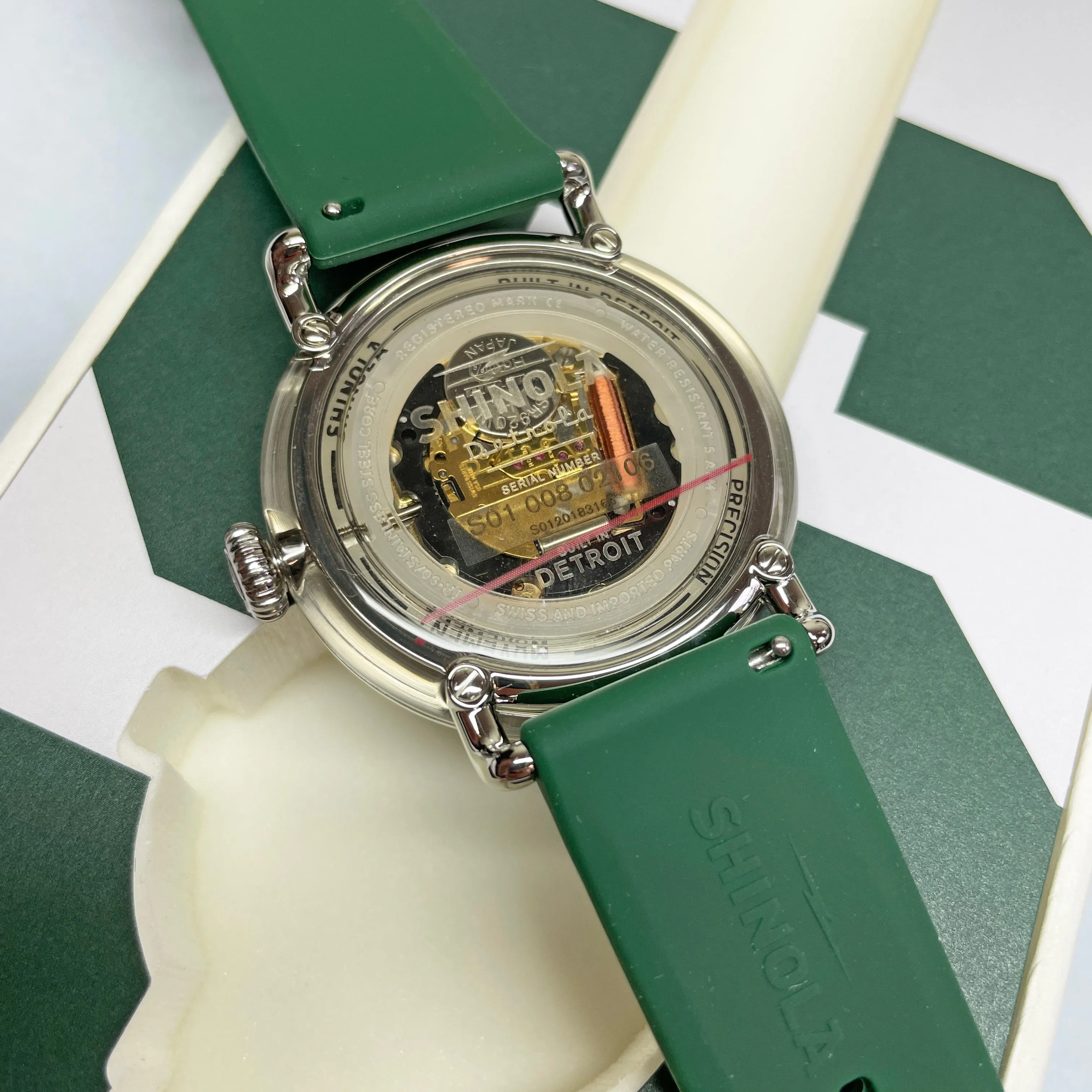 Shinola 43MM Detrola Spartan Green Watch S0120183163 Michigan State