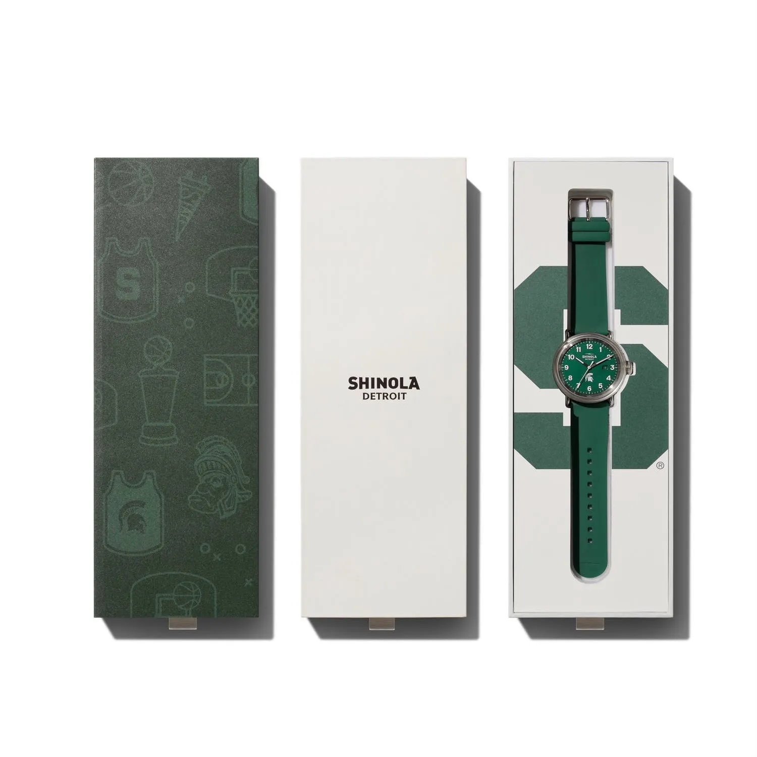 Shinola 43MM Detrola Spartan Green Watch S0120183163 Michigan State