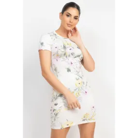 Short Sleeve Floral Bodycon Dress